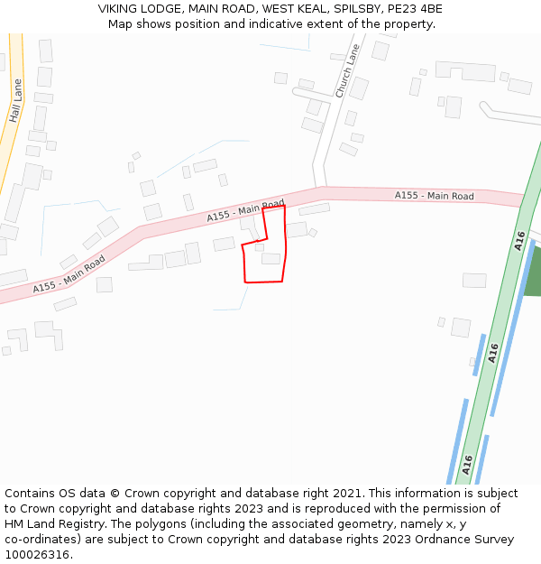 VIKING LODGE, MAIN ROAD, WEST KEAL, SPILSBY, PE23 4BE: Location map and indicative extent of plot