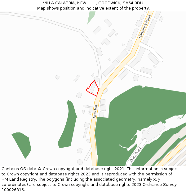 VILLA CALABRIA, NEW HILL, GOODWICK, SA64 0DU: Location map and indicative extent of plot