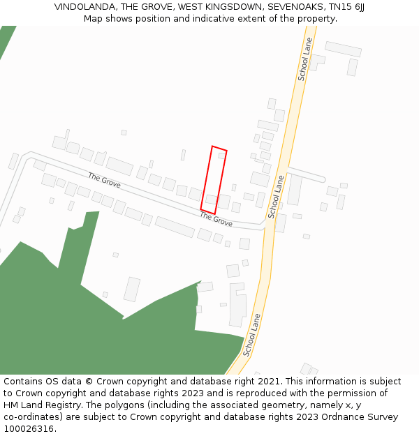 VINDOLANDA, THE GROVE, WEST KINGSDOWN, SEVENOAKS, TN15 6JJ: Location map and indicative extent of plot