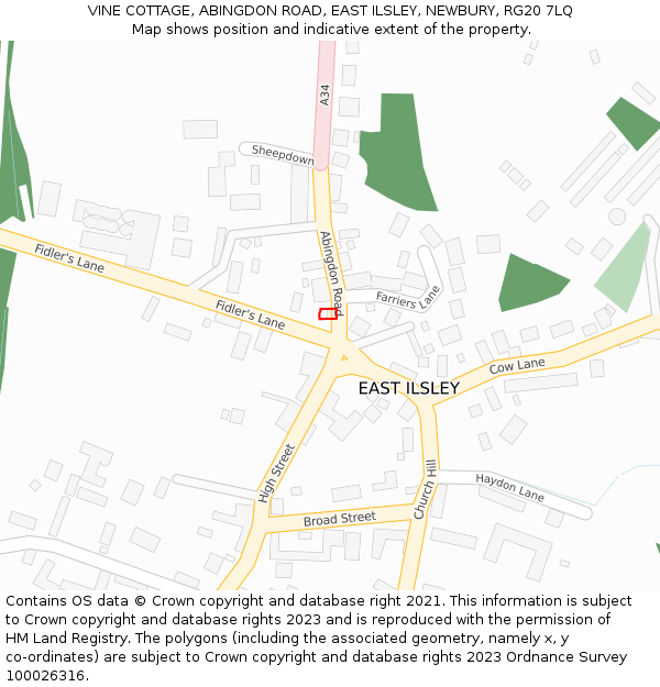 VINE COTTAGE, ABINGDON ROAD, EAST ILSLEY, NEWBURY, RG20 7LQ: Location map and indicative extent of plot