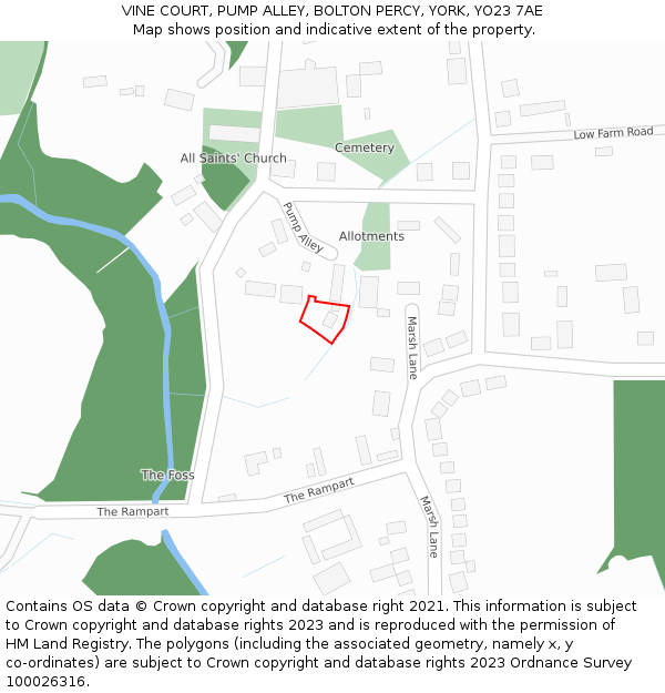 VINE COURT, PUMP ALLEY, BOLTON PERCY, YORK, YO23 7AE: Location map and indicative extent of plot