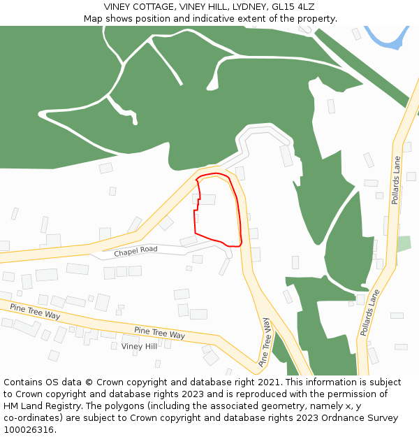 VINEY COTTAGE, VINEY HILL, LYDNEY, GL15 4LZ: Location map and indicative extent of plot