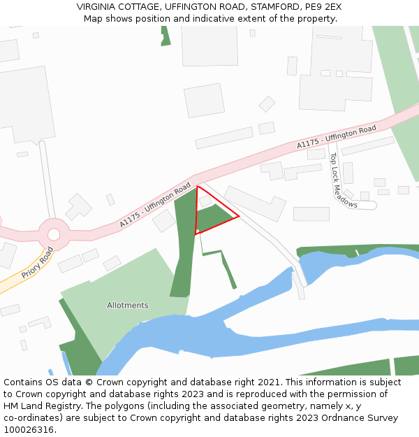 VIRGINIA COTTAGE, UFFINGTON ROAD, STAMFORD, PE9 2EX: Location map and indicative extent of plot