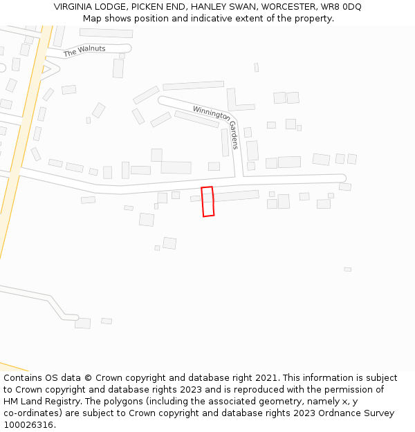 VIRGINIA LODGE, PICKEN END, HANLEY SWAN, WORCESTER, WR8 0DQ: Location map and indicative extent of plot