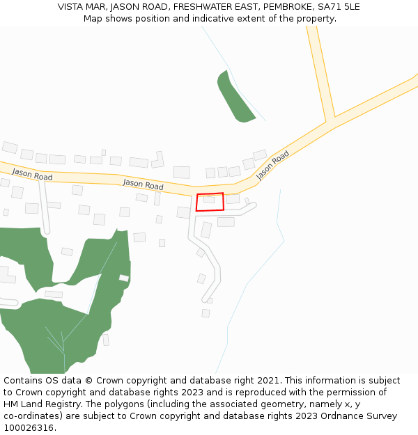 VISTA MAR, JASON ROAD, FRESHWATER EAST, PEMBROKE, SA71 5LE: Location map and indicative extent of plot