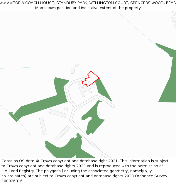 VITORIA COACH HOUSE, STANBURY PARK, WELLINGTON COURT, SPENCERS WOOD, READING, RG7 1BN: Location map and indicative extent of plot