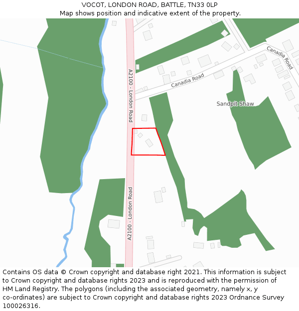 VOCOT, LONDON ROAD, BATTLE, TN33 0LP: Location map and indicative extent of plot