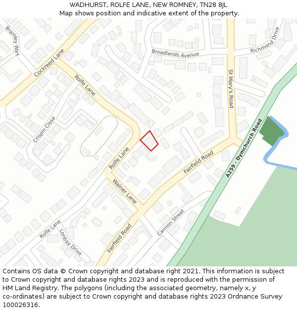 WADHURST, ROLFE LANE, NEW ROMNEY, TN28 8JL: Location map and indicative extent of plot