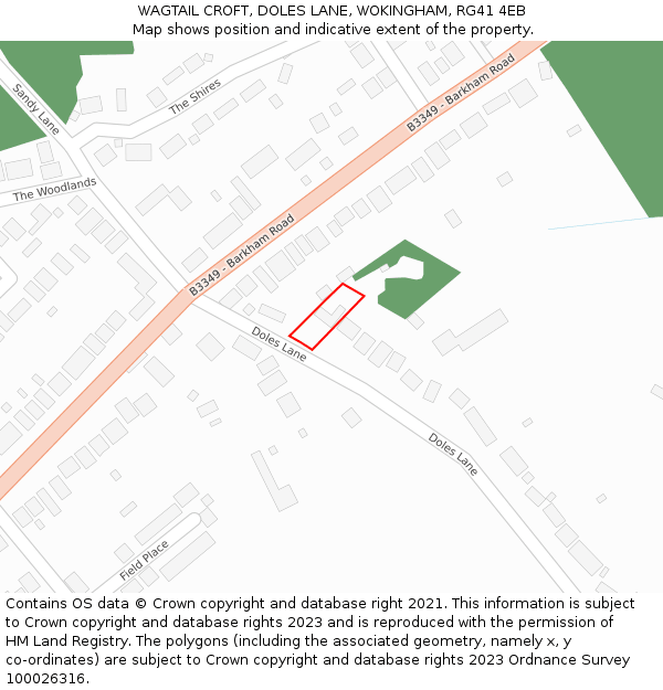 WAGTAIL CROFT, DOLES LANE, WOKINGHAM, RG41 4EB: Location map and indicative extent of plot