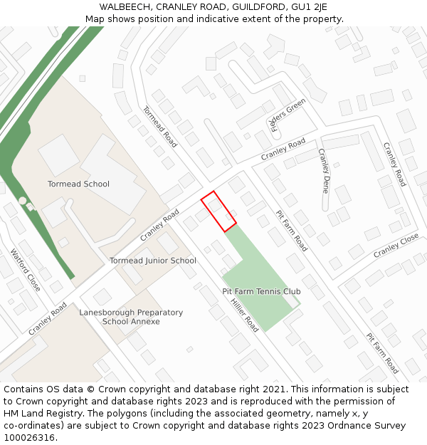 WALBEECH, CRANLEY ROAD, GUILDFORD, GU1 2JE: Location map and indicative extent of plot