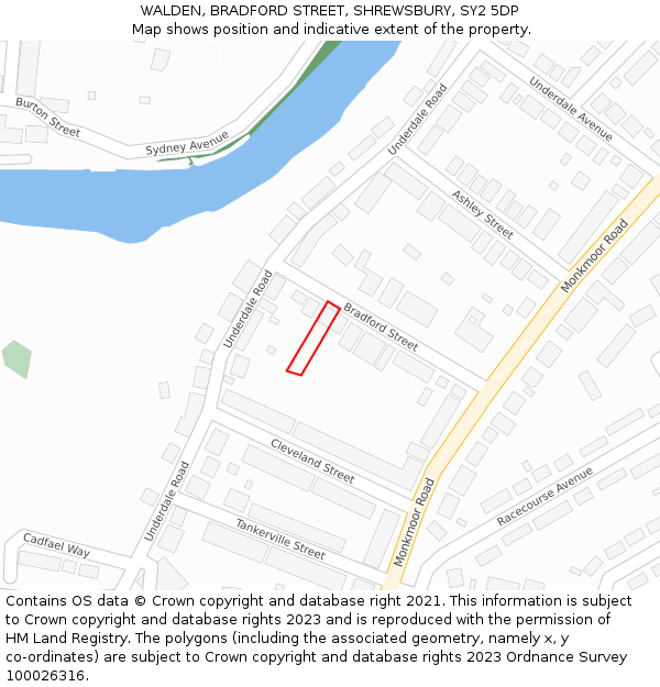 WALDEN, BRADFORD STREET, SHREWSBURY, SY2 5DP: Location map and indicative extent of plot