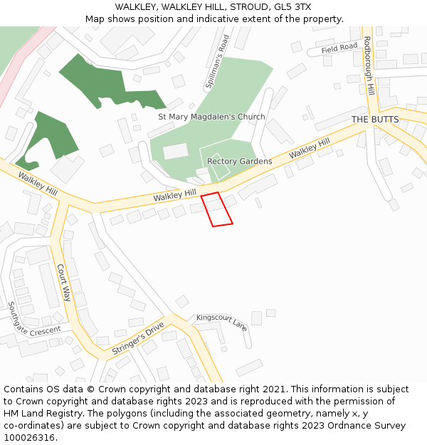WALKLEY, WALKLEY HILL, STROUD, GL5 3TX: Location map and indicative extent of plot