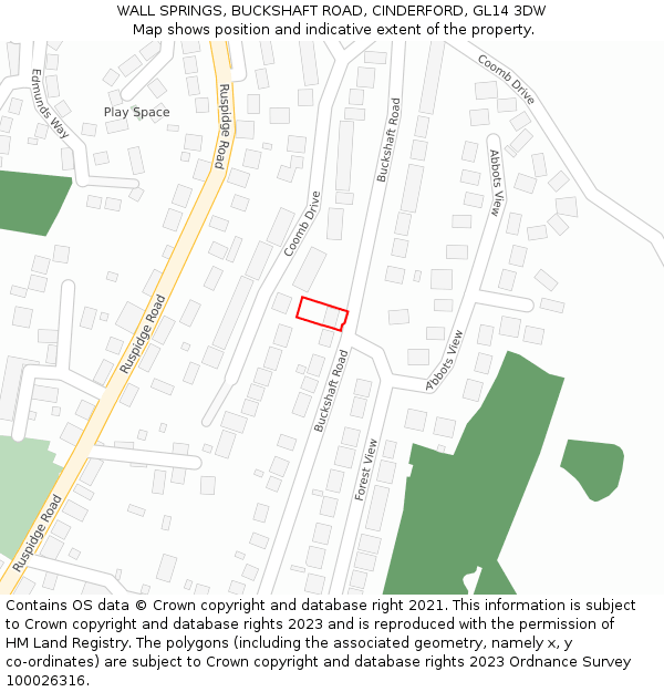 WALL SPRINGS, BUCKSHAFT ROAD, CINDERFORD, GL14 3DW: Location map and indicative extent of plot