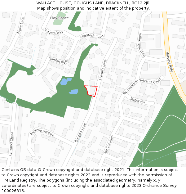 WALLACE HOUSE, GOUGHS LANE, BRACKNELL, RG12 2JR: Location map and indicative extent of plot
