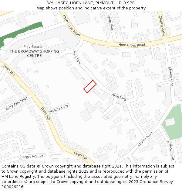 WALLASEY, HORN LANE, PLYMOUTH, PL9 9BR: Location map and indicative extent of plot