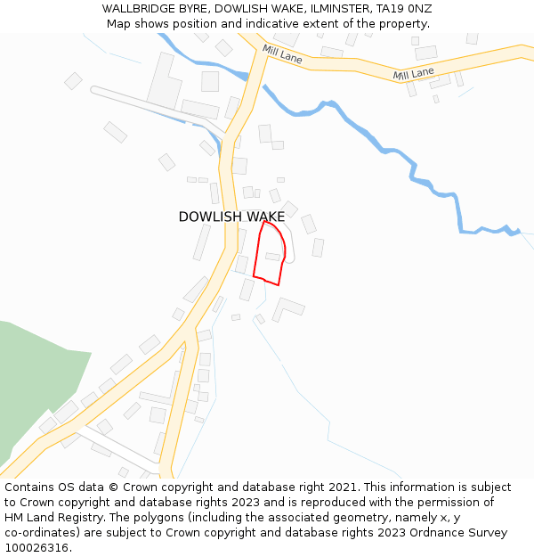 WALLBRIDGE BYRE, DOWLISH WAKE, ILMINSTER, TA19 0NZ: Location map and indicative extent of plot