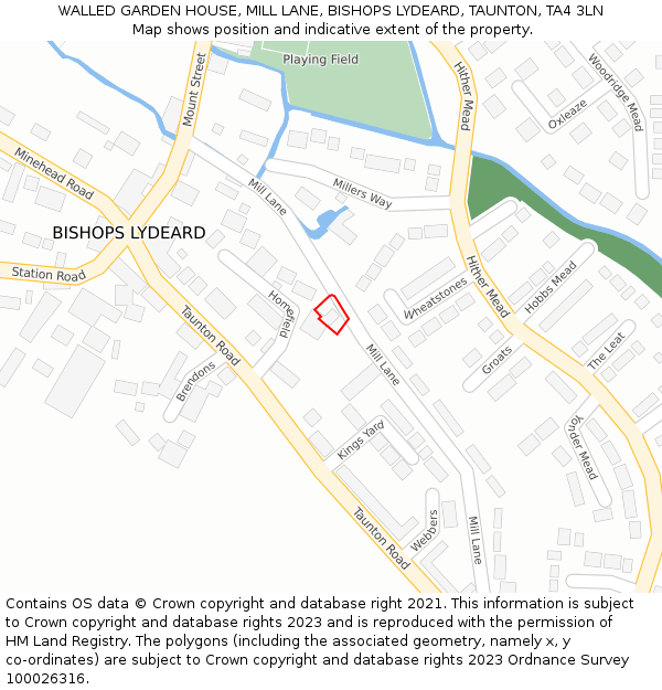 WALLED GARDEN HOUSE, MILL LANE, BISHOPS LYDEARD, TAUNTON, TA4 3LN: Location map and indicative extent of plot