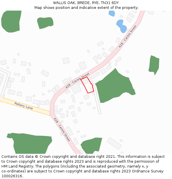 WALLIS OAK, BREDE, RYE, TN31 6DY: Location map and indicative extent of plot