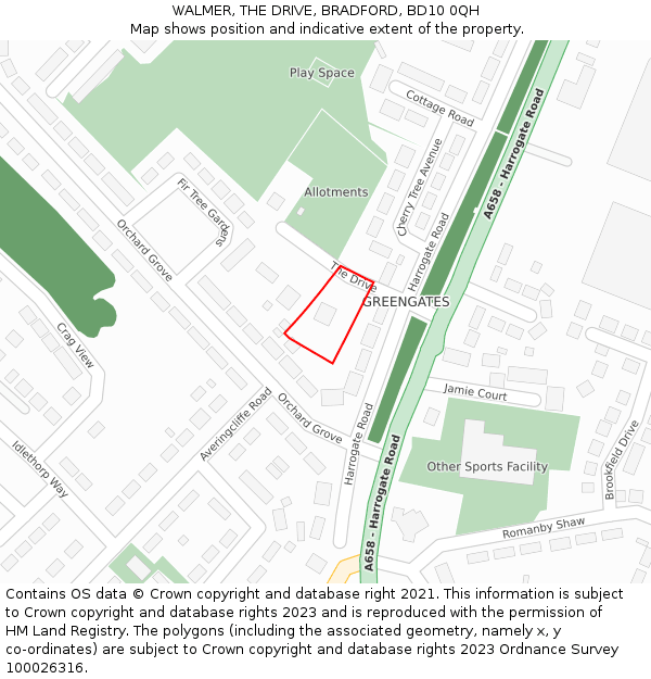 WALMER, THE DRIVE, BRADFORD, BD10 0QH: Location map and indicative extent of plot