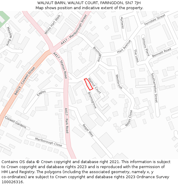 WALNUT BARN, WALNUT COURT, FARINGDON, SN7 7JH: Location map and indicative extent of plot