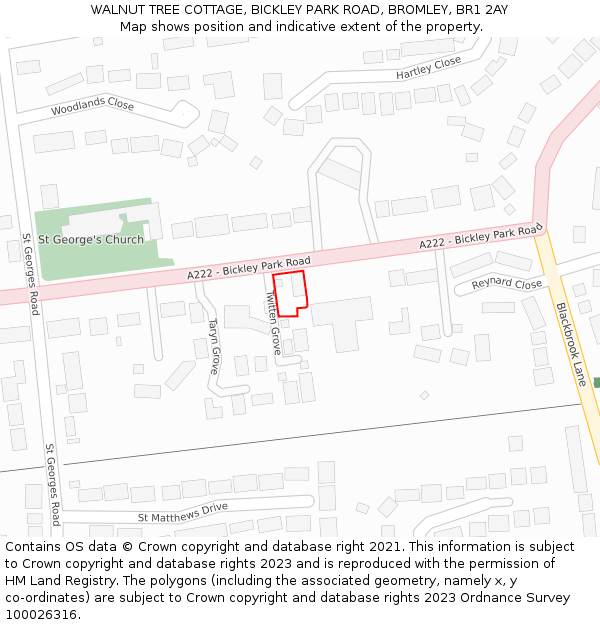 WALNUT TREE COTTAGE, BICKLEY PARK ROAD, BROMLEY, BR1 2AY: Location map and indicative extent of plot