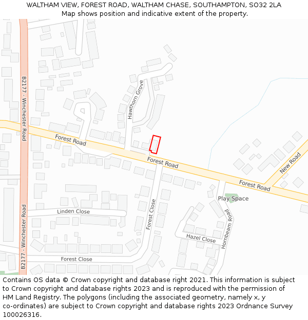 WALTHAM VIEW, FOREST ROAD, WALTHAM CHASE, SOUTHAMPTON, SO32 2LA: Location map and indicative extent of plot