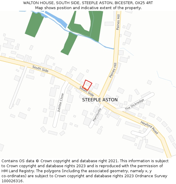 WALTON HOUSE, SOUTH SIDE, STEEPLE ASTON, BICESTER, OX25 4RT: Location map and indicative extent of plot