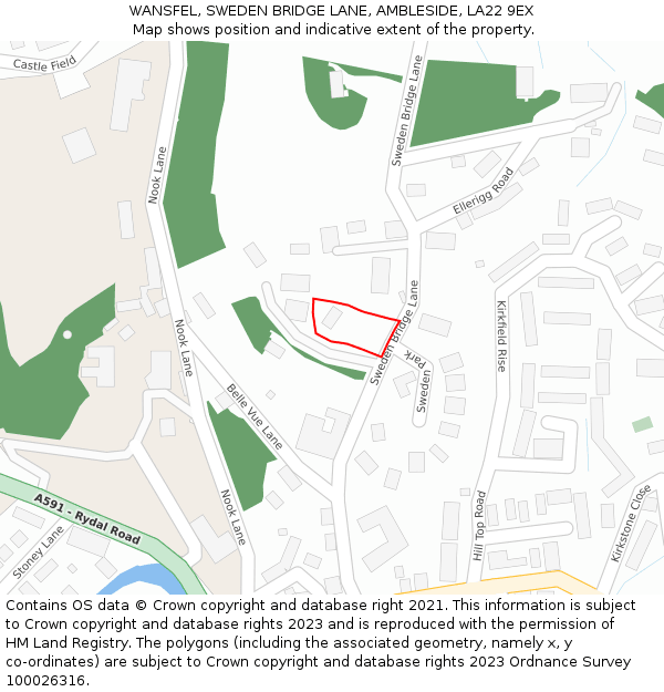 WANSFEL, SWEDEN BRIDGE LANE, AMBLESIDE, LA22 9EX: Location map and indicative extent of plot