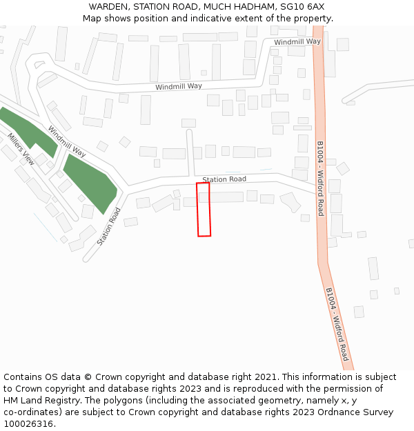 WARDEN, STATION ROAD, MUCH HADHAM, SG10 6AX: Location map and indicative extent of plot