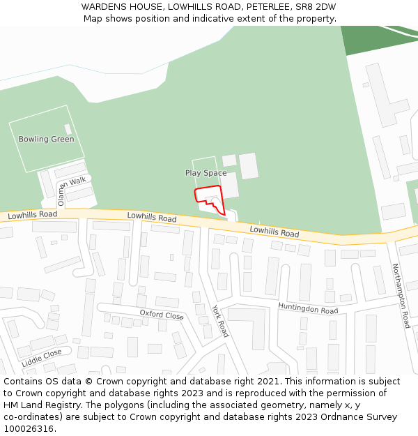 WARDENS HOUSE, LOWHILLS ROAD, PETERLEE, SR8 2DW: Location map and indicative extent of plot