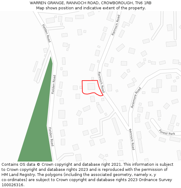 WARREN GRANGE, RANNOCH ROAD, CROWBOROUGH, TN6 1RB: Location map and indicative extent of plot