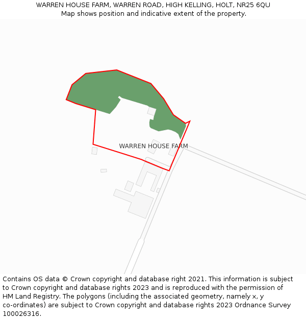 WARREN HOUSE FARM, WARREN ROAD, HIGH KELLING, HOLT, NR25 6QU: Location map and indicative extent of plot