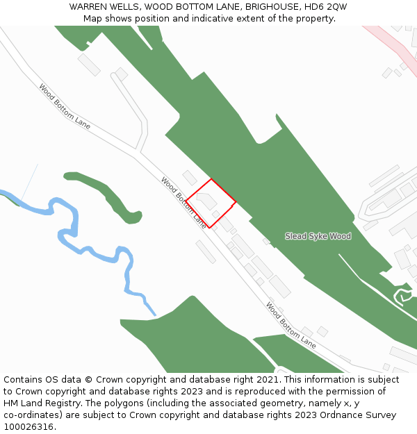 WARREN WELLS, WOOD BOTTOM LANE, BRIGHOUSE, HD6 2QW: Location map and indicative extent of plot