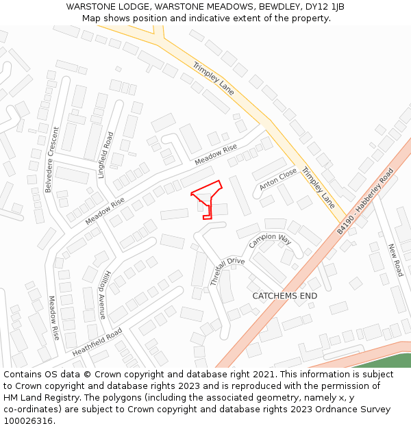 WARSTONE LODGE, WARSTONE MEADOWS, BEWDLEY, DY12 1JB: Location map and indicative extent of plot