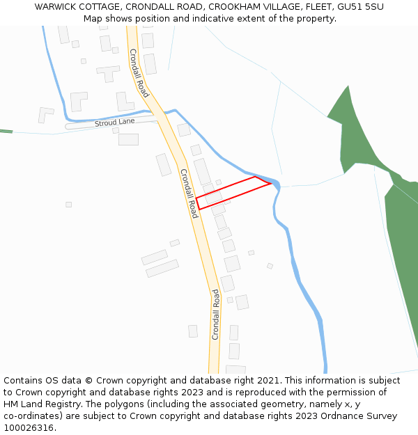 WARWICK COTTAGE, CRONDALL ROAD, CROOKHAM VILLAGE, FLEET, GU51 5SU: Location map and indicative extent of plot