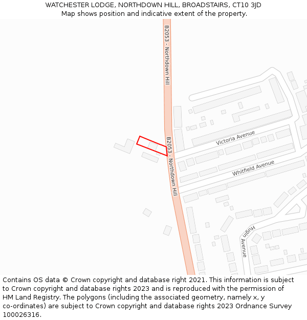 WATCHESTER LODGE, NORTHDOWN HILL, BROADSTAIRS, CT10 3JD: Location map and indicative extent of plot