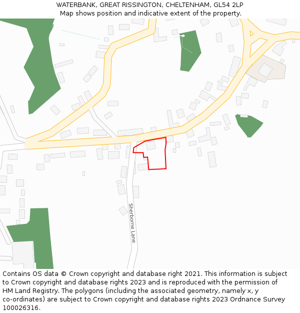 WATERBANK, GREAT RISSINGTON, CHELTENHAM, GL54 2LP: Location map and indicative extent of plot
