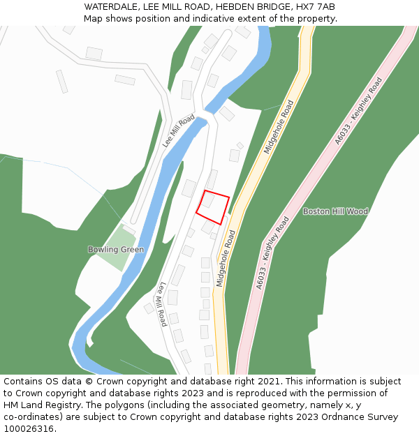 WATERDALE, LEE MILL ROAD, HEBDEN BRIDGE, HX7 7AB: Location map and indicative extent of plot