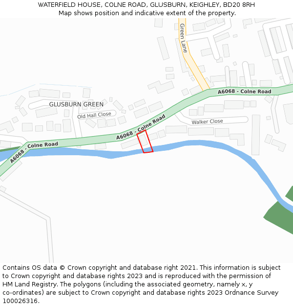 WATERFIELD HOUSE, COLNE ROAD, GLUSBURN, KEIGHLEY, BD20 8RH: Location map and indicative extent of plot