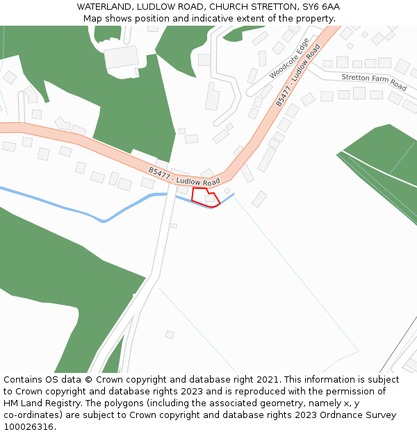 WATERLAND, LUDLOW ROAD, CHURCH STRETTON, SY6 6AA: Location map and indicative extent of plot