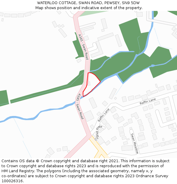 WATERLOO COTTAGE, SWAN ROAD, PEWSEY, SN9 5DW: Location map and indicative extent of plot