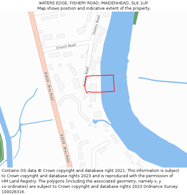 WATERS EDGE, FISHERY ROAD, MAIDENHEAD, SL6 1UP: Location map and indicative extent of plot