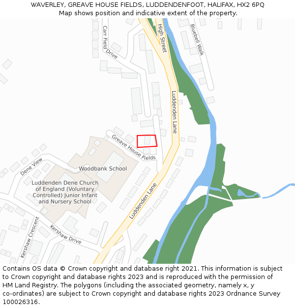 WAVERLEY, GREAVE HOUSE FIELDS, LUDDENDENFOOT, HALIFAX, HX2 6PQ: Location map and indicative extent of plot