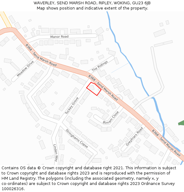 WAVERLEY, SEND MARSH ROAD, RIPLEY, WOKING, GU23 6JB: Location map and indicative extent of plot