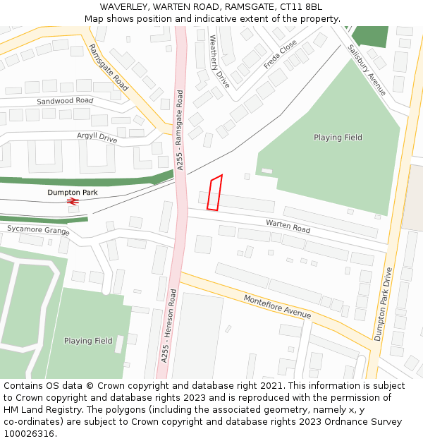 WAVERLEY, WARTEN ROAD, RAMSGATE, CT11 8BL: Location map and indicative extent of plot