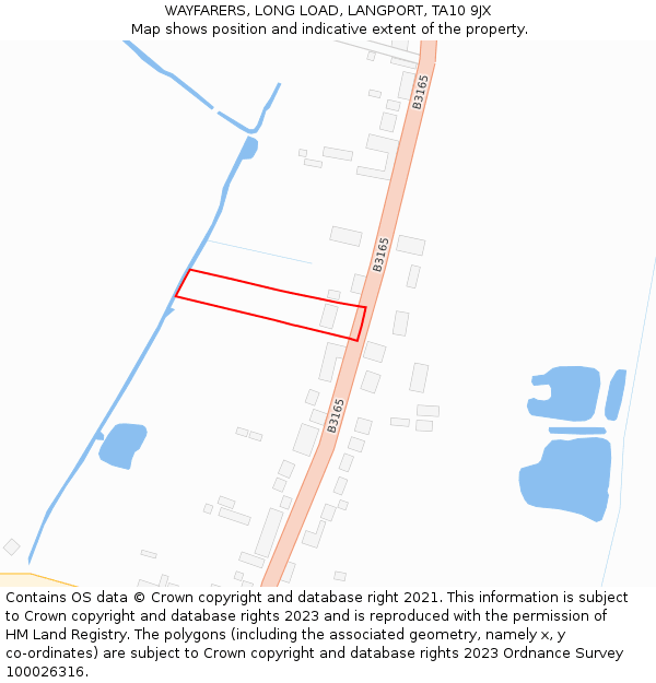 WAYFARERS, LONG LOAD, LANGPORT, TA10 9JX: Location map and indicative extent of plot