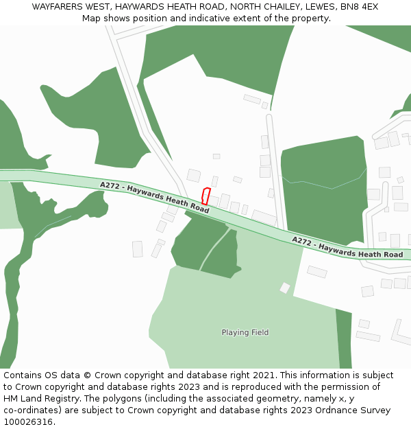 WAYFARERS WEST, HAYWARDS HEATH ROAD, NORTH CHAILEY, LEWES, BN8 4EX: Location map and indicative extent of plot