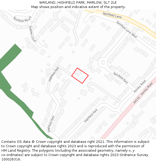 WAYLAND, HIGHFIELD PARK, MARLOW, SL7 2LE: Location map and indicative extent of plot