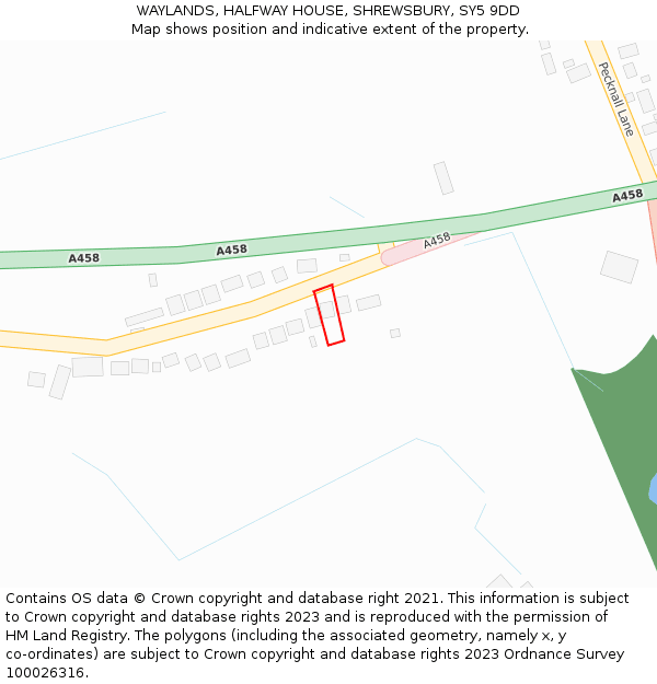 WAYLANDS, HALFWAY HOUSE, SHREWSBURY, SY5 9DD: Location map and indicative extent of plot