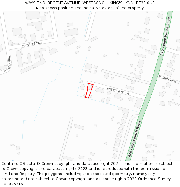 WAYS END, REGENT AVENUE, WEST WINCH, KING'S LYNN, PE33 0UE: Location map and indicative extent of plot